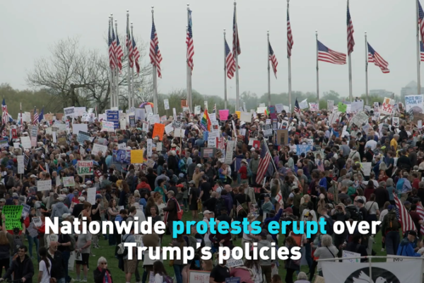 Các Cuộc Biểu Tình Quy Mô Lớn Về Chính Sách Kinh Tế của Trump Khuấy Động Tranh Luận video poster