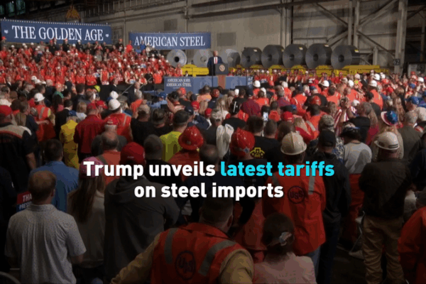 Trump công bố thuế cao hơn đối với nhập khẩu thép & nhôm Trump công bố thuế cao hơn đối với nhập khẩu thép & nhôm video poster