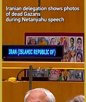 Iran Trưng Bày Ảnh Các Nạn Nhân Gaza Trong Bài Phát Biểu Của Netanyahu Tại Liên Hợp Quốc Iran Trưng Bày Ảnh Các Nạn Nhân Gaza Trong Bài Phát Biểu Của Netanyahu Tại Liên Hợp Quốc video poster