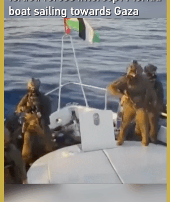 Lực lượng Israel chặn tàu viện trợ Florida ngoài khơi Gaza Lực lượng Israel chặn tàu viện trợ Florida ngoài khơi Gaza video poster