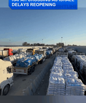 Xe tải viện trợ bị đình trệ tại Rafah khi tái mở cửa bị trì hoãn Xe tải viện trợ bị đình trệ tại Rafah khi tái mở cửa bị trì hoãn video poster